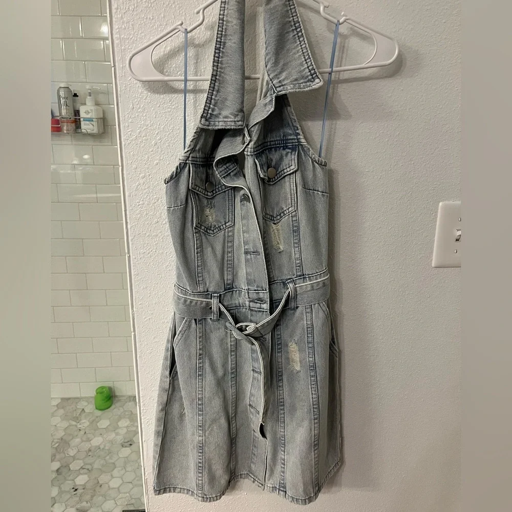 Boutique Denim Halter Dress - Picture 3 of 4
